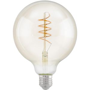 EGLO E27 LED spiraal filament lamp, amber vintage Edison globe gloeilamp voor retro verlichting, 4 Watt (26w equivalent), 270 Lumen, lichtbron warm wit, 2200 Kelvin, G125, Ø 12,5 cm