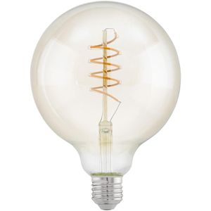 EGLO Led-lamp E27 vintage spiraal, Edison-lamp, retro verlichting, 4 watt (komt overeen met 26 watt), 270 lumen, warm wit, amber, 2200 Kelvin, G125, Ø 12,5 cm