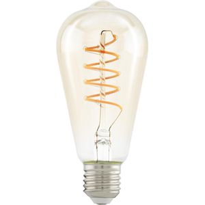 EGLO E27 LED spiraal filament lamp, amber vintage Edison gloeilamp voor retro verlichting, 4 Watt (26w equivalent), 270 Lumen, lichtbron warm wit, 2200 Kelvin, ST64, Ø 6,4 cm