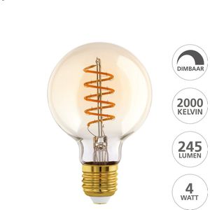 EGLO LED Lamp - E27 - Ø 8 cm - G80 - Amber - 2000K - Dimbaar