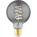 EGLO E27 LED spiraal filament lamp dimbaar, vintage Edison globe gloeilamp in zwart-transparant voor retro verlichting, 4 Watt, 100 Lumen, lichtbron warm wit, 2200 Kelvin, G80, Ø 8 cm