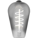 EGLO E27 LED spiraal filament lamp dimbaar, vintage Edison gloeilamp in zwart-transparant voor retro verlichting, 4 Watt, 100 Lumen, lichtbron warm wit, 2000 Kelvin, ST64, Ø 6,4 cm