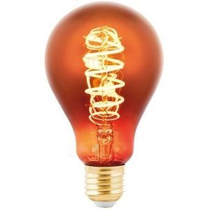 EGLO E27 LED spiraal filament lamp dimbaar, vintage Edison bol gloeilamp koper voor retro verlichting, 4 Watt, 30 Lumen, lichtbron warm wit, 2000 Kelvin, A75, Ø 7,5 cm