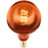 EGLO E27 LED spiraal filament lamp dimbaar, vintage Edison globe gloeilamp koper voor retro verlichting, 4 Watt, 30 Lumen, lichtbron warm wit, 2000 Kelvin, G125, Ø 12,5 cm