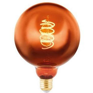 EGLO Dimbare E27 gloeilamp, spiraal LED globe, vintage koperen lamp in retro design, 4 W, 30 lumen, warm wit, 2000 K, Edison G125 gloeilamp, Ø 12,5 cm