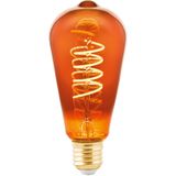 EGLO E27 LED spiraal filament lamp dimbaar, vintage Edison gloeilamp koper voor retro verlichting, 4 Watt, 30 Lumen, lichtbron warm wit, 2000 Kelvin, ST64, Ø 6,4 cm