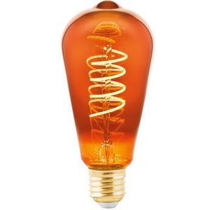 EGLO E27 LED spiraal filament lamp dimbaar, vintage Edison gloeilamp koper voor retro verlichting, 4 Watt, 30 Lumen, lichtbron warm wit, 2000 Kelvin, ST64, Ø 6,4 cm