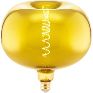 EGLO E27 LED globe gloeilamp dimbaar, vintage Edison spiraal filament lamp Big Size in goud gestoomd, lichtbron appel vorm extra-groot, 4 Watt, 40 Lumen, warm wit, 1900 Kelvin, Ø 22 cm