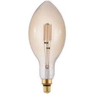 EGLO Filament LED lamp E27 dimbaar, extra-grote amber vintage kaars gloeilamp Big Size, retro lichtbron 4,5 Watt (40w equivalent), 470 Lumen, warm wit, 2200 Kelvin, E140, Ø 14 cm