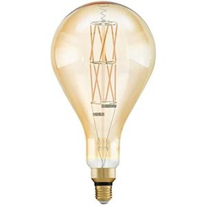 EGLO Filament LED lamp E27 dimbaar, extra-grote amber vintage druppel gloeilamp Big Size, retro lichtbron, 8 Watt (60w equivalent), 806 Lumen, warm wit, 2100 Kelvin, PS160, Ø 16 cm
