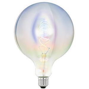 EGLO E27 spiraal LED filament lamp, grote regenboog gloeilamp kleurrijk glinsterend, globe lichtbron meerkleurig iriserend, 3 Watt, warm wit, 2200 Kelvin, G150, Ø 15 cm