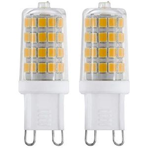 EGLO Set van 2 LED-lampen, gloeilampen met G9 steekfitting, 3 Watt per steeklamp (30w equivalent), 320 Lumen, lichtbron maïskolf, warm wit, 3000 Kelvin, Ø 1,6 cm