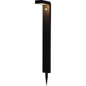 EGLO Baracconi Vloerlamp op zonne-energie voor buiten, staande lamp met grondpen en bewegingsmelder, buitenverlichting voor tuin, downlight, aluminium, zwart, IP44