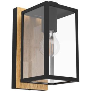 Eglo Wandlamp Budrone Zwart Hout E27