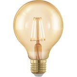 EGLO E27 LED-lamp dimbaar in fasen, retro gloeilamp om te dimmen met lichtschakelaar, 4,5 watt, Amber Vintage lamp warm wit, 2200k, Edison gloeilamp G80, Ø 8 cm