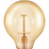 EGLO E27 LED-lamp dimbaar in fasen, retro gloeilamp om te dimmen met lichtschakelaar, 4,5 watt, Amber Vintage lamp warm wit, 2200k, Edison gloeilamp G80, Ø 8 cm
