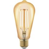EGLO E27 LED-lamp dimbaar in fasen, retro gloeilamp voor dimmen met lichtschakelaar, 4,5 watt, amber vintage lamp kolf warm wit, 2200k, Edison gloeilamp ST64, Ø 6,4 cm