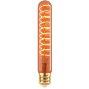 EGLO Filament LED lamp E27, vintage gloeilamp dimbaar in koper gestoomd, lichtbron in buis vorm voor retro verlichting, 4 Watt, 40 Lumen, warm wit, 1600 Kelvin, T30, Ø 3 cm
