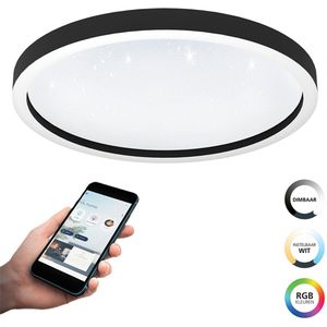 EGLO connect.z Montemorelos-Z Smart Plafondlamp - Ø 57 cm - Zwart|Wit - Instelbaar RGB & wit licht - Dimbaar - Zigbee