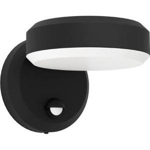 EGLO Fornaci LED buitenwandlamp buitenlamp met bewegings- en schemermelder, neerwaartse verlichting (downlight), zwart metaal en witte kunststof, warm wit, IP44