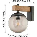 EGLO Bufalata Wandlamp - E27 - 29 cm - Zwart/Bruin