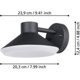 EGLO LED buitenlamp Ninnarella, wandlamp voor buiten met downlight, wandspot met indirect licht, wand buitenverlichting van zwart metaal en wit kunststof, warm wit, IP44