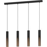 EGLO Barbotto - Hanglamp - Zwart - Metaal en Houtlook - Incl. GU10-lamp