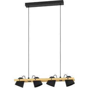 EGLO connect.z Hornwood-Z Hanglamp - 78 cm - Zwart/Bruin - Instelbaar RGB & wit licht - Dimbaar - Zigbee