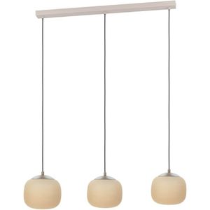 Eglo - Hängelampe Cominio, 3-flammige Pendelleuchte über Esstisch, Esszimmerlampe aus satiniertem Glas in Sandfarben und Metall in Taupe,