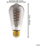 EGLO connect.z Smart LED Lamp -E27 - Ø 6,4 cm - Smoke - Rookglas - 2000K - Dimbaar - Zigbee