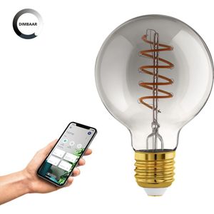 EGLO connect.z Smart LED Lamp -E27 - Ø 8 cm - Smoke - Rookglas - 2000K - Dimbaar - Zigbee