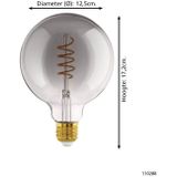 EGLO connect.z Smart LED Lamp -E27 - Ø 12,5 cm - Smoke - Rookglas - 2000K - Dimbaar - Zigbee