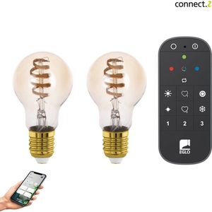 EGLO connect.z Smart Starterspakket - 2x E27 Spiral LED lampen - Afstandsbediening - Zigbee