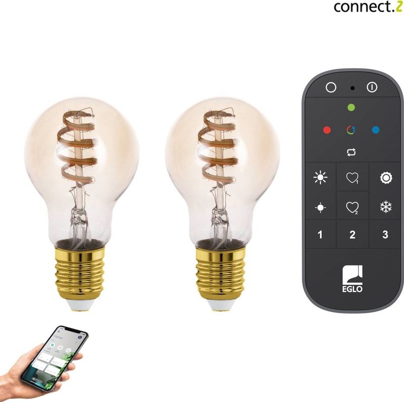 EGLO connect.z Smart Starterspakket - 2x E27 Spiral LED lampen - Afstandsbediening - Zigbee