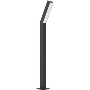 EGLO Staande led buitenlamp Ugento, padlamp tuin, tuinlamp van metaal in zwart en kunststof in wit, warm wit buitenverlichting, IP44, 79 cm