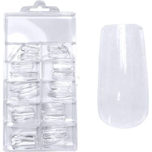 Juliana Nails Press-On Fullcover Tips clear Doodskist medium, 100 stuks