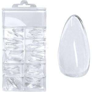 Juliana Nails Press-On Fullcover Tips clear Amandel Medium, 100 stuks