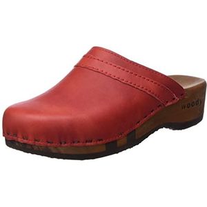 Woody Dames Hanni houten schoen, Rosso, 36 EU, rood, 36 EU