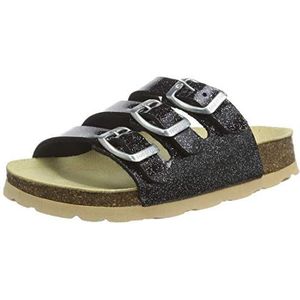 Superfit Pantoffels met voetbed voor meisjes, Zwart Zilver 0100, 38 EU