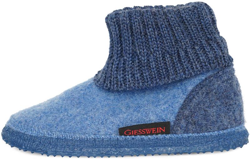GIESSWEIN Kramsach Kinderschoenen - Capriblau - 100% Scheerwol - Antislip Zool