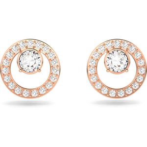 Swarovski Creativity Oorknopjes, Cirkel, Wit, Roségoudkleurige Toplaag