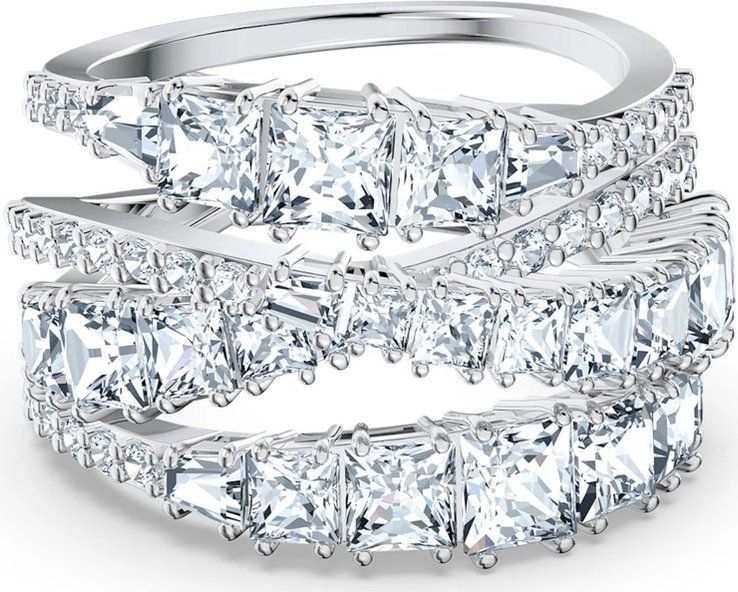 Swarovski - Twist Wrap Ring - Wit - Rodium Toplaag