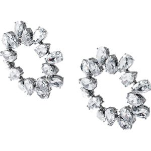 Swarovski Oorbellen - Millenia hoop Pear cut Rhodium plated in silver