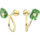 Swarovski - Numina Oorhangers - Groen - Goudkleurige Toplaag - Asymmetrisch Ontwerp