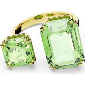Swarovski Millenia Cocktailring, Octagon-Slijpvorm, Groen, Goudkleurige Toplaag