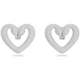 Swarovski - Una Oorclips - Wit - Gerhodineerd - Hartvormig Ontwerp