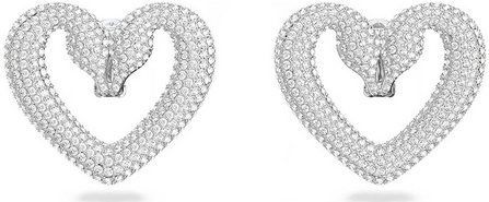 Swarovski - Una Oorclips - Wit - Gerhodineerd - Hartvormig Ontwerp