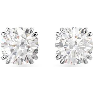 Swarovski, Accessoires, Dames, Wit, ONE Size, Constella Ronde Witte Rhodium Oorbellen