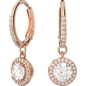 Swarovski Constella Oorhangers, Ronde slijpvorm, Pavé, Wit, Roségoudkleurige toplaag