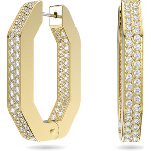 Swarovski Dextera ringoorbellen, Achthoekige vorm, Pavé, M, Wit, Goudkleurige toplaag